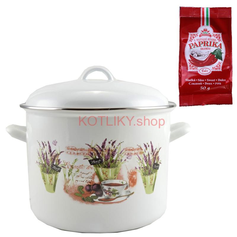 Smaltovaný hrniec s pokrievkou 10,4 L levanduľa + sladká paprika GURMÁN 50 g