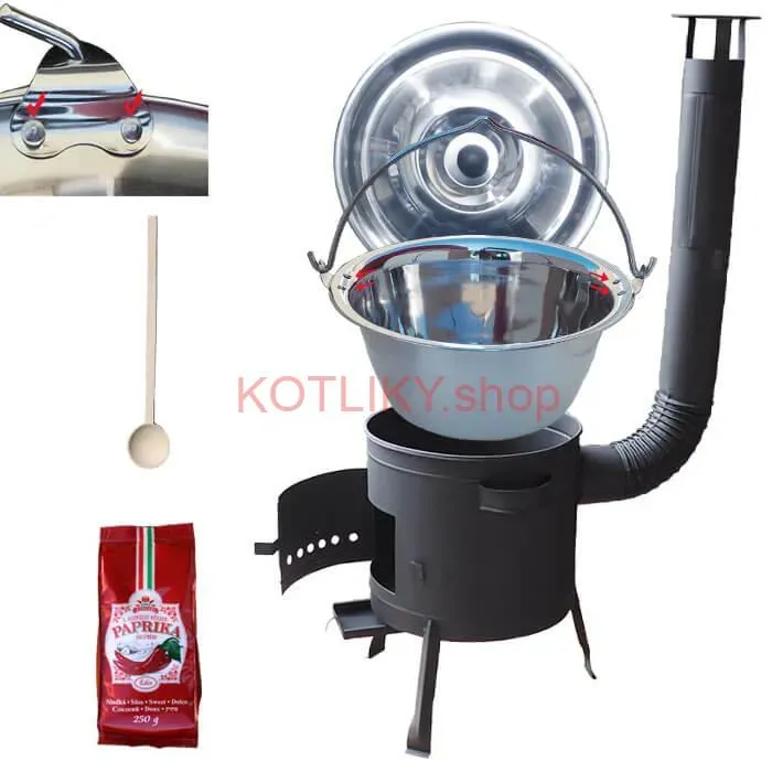 Nerezový kotlík 20 L (1,2 mm) INOX + hrubostenná (1,5 mm) žiaruvzdorná kotlina BALKY STRONG 42 PLUS 600
