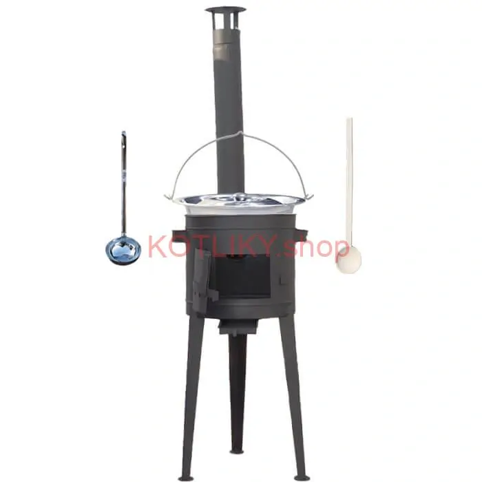Nerezový kotlík 22 L (0,8 mm) + vysoká žiaruvzdorná kotlina (2,0 mm) HODO 42 cm PLUS 600 + vareška + naberačka