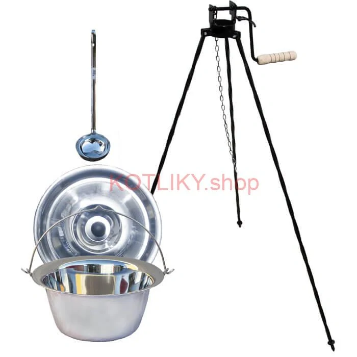 Antikorový kotlík 20 L (0,8 mm) + pokrievka + stojan s kladkou VAR