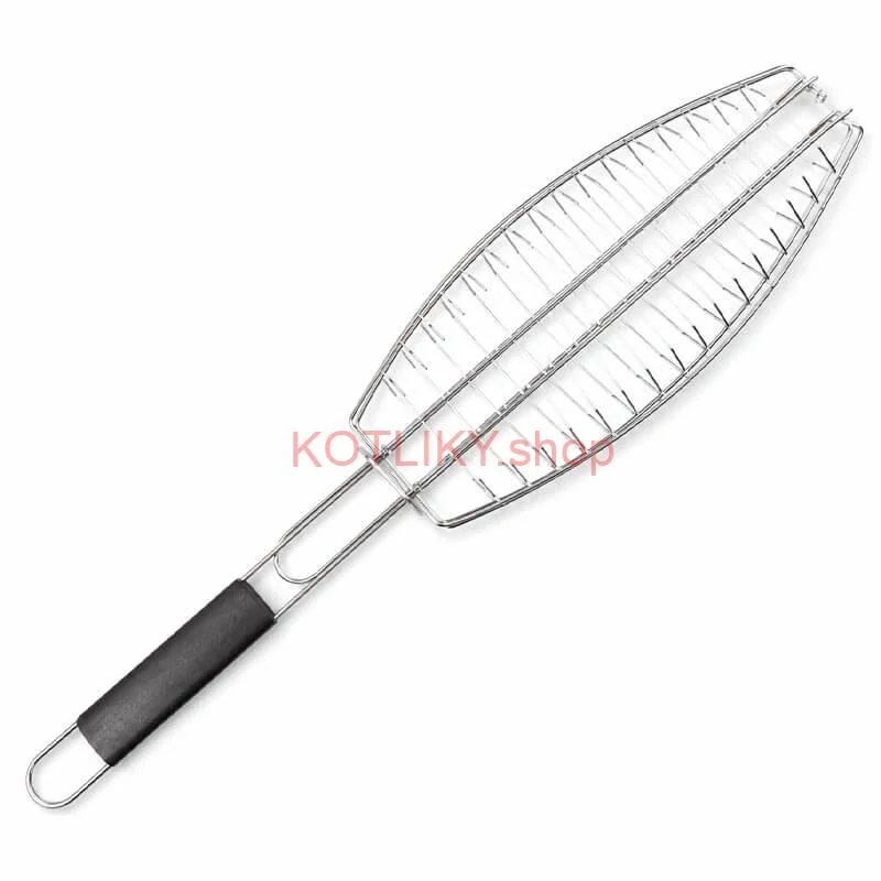 BBQ grilovací rošt na ryby – nerezové grilovacie kliešte 65 × 15 × 4 cm