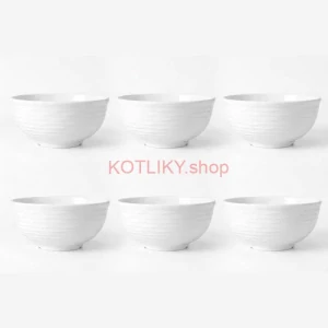 Set 6 ks: Prémiové biele misky s kamennou štruktúrou (750 ml)