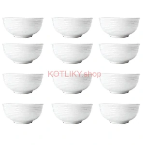 Set 12 ks: Prémiové biele misky s kamennou štruktúrou (750 ml)