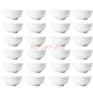 Set 24 ks: Prémiové biele misky s kamennou štruktúrou (750 ml)