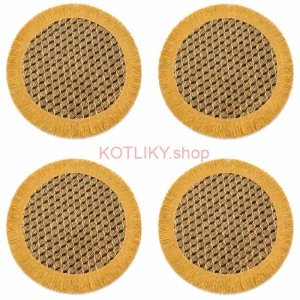 Prírodné podložky pod tanier so strapcami 37 cm, 4 ks