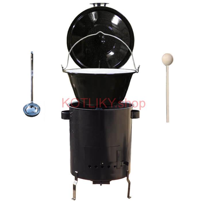 Smaltovaný kotlík 30 L (1,2 mm) + hrubostenná (1,5 mm) kovová kotlina 45 STRONG