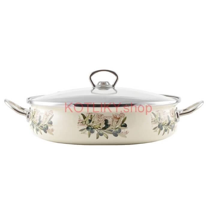 Smaltovaná rajnica s pokrievkou 26 cm OLIVA