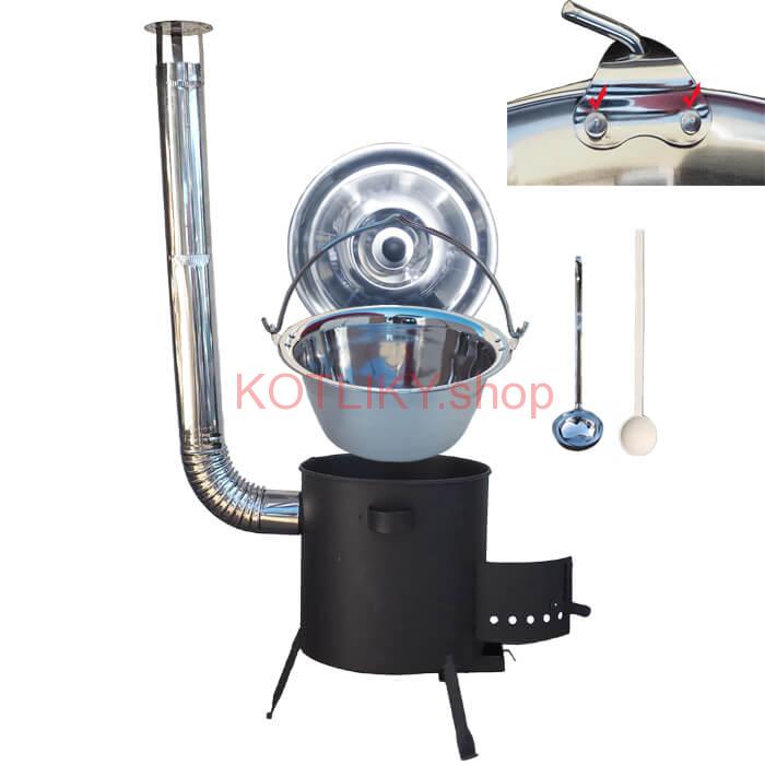 Antikorový kotlík 20 L (0,8 mm) zosilnený s nitmi + žiaruvzdorná kotlina (1 mm) 42 PLUS 600