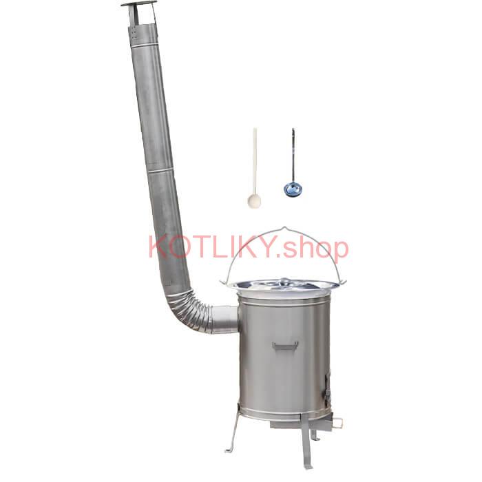 Nerezový kotlík 30 L (1,2 mm) + nerezová kotlina 45 cm LUX + vareška a naberačka