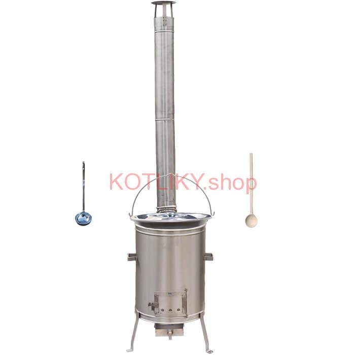 Nerezový kotlík 30 L (1,5 mm) + nerezová kotlina 45 cm LUX + vareška a naberačka