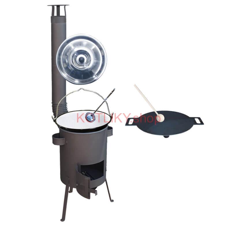 Smaltovaný kotlík 20 L + železná panvica 44 cm UNI + žiaruvzdorná kotlina 42 PLUS 600 4 MM