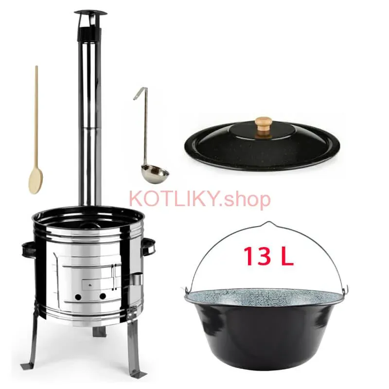 Smaltovaný kotlík 13 L + Nerezová kotlina 36 INOX