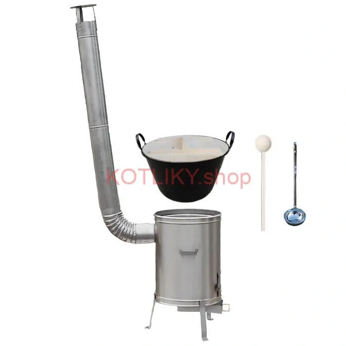 Zabíjačkový smaltovaný kotol 100 L + nerezová kotlina (1,5 mm) 60 cm LUX + vareška a naberačka