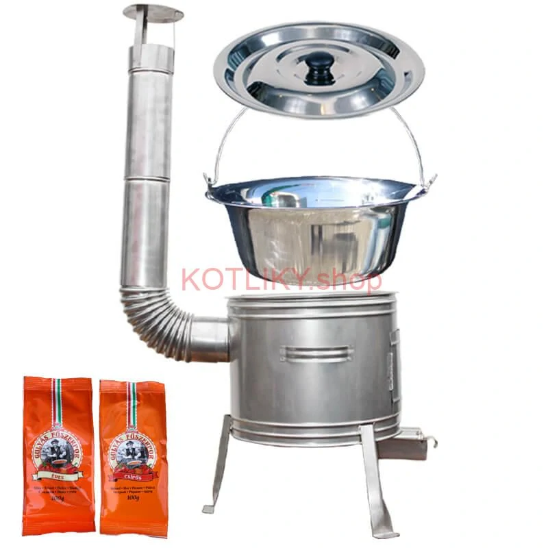 Nerezový kotlík 22 L (0,8 mm) INOX + Nerezová kotlina 42 INOX + paprikové korenie na guláš - MIX 100 g