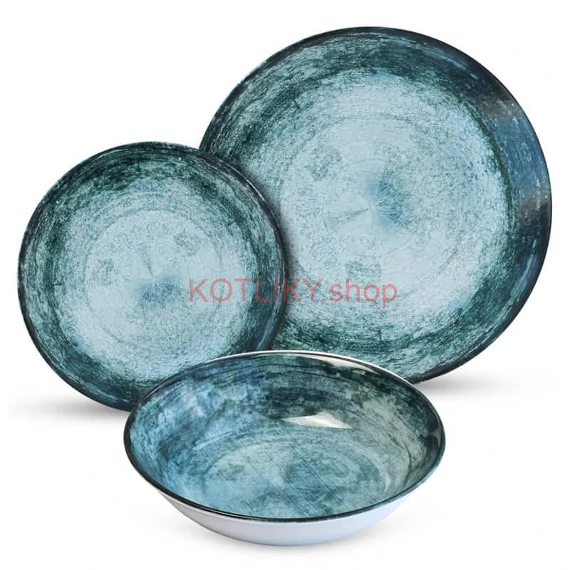 Súprava keramických tanierov 18 ks BLUE