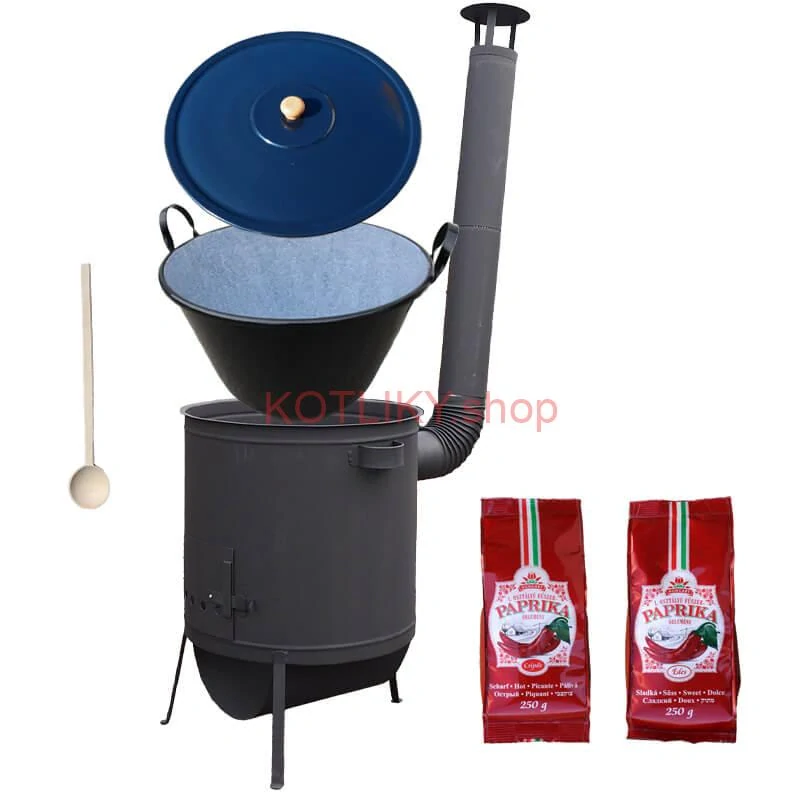 Smaltovaný kotol 60 L na zabíjačku + žiaruvzdorná kotlina 53 PLUS 600 4 MM + sladká a štipľavá paprika + vareška