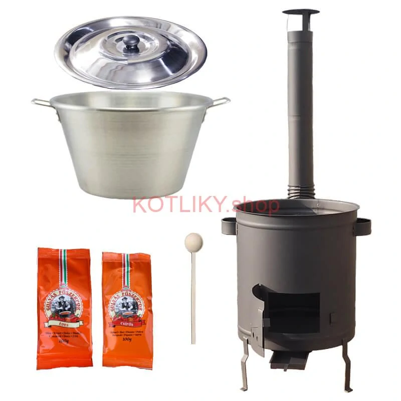 Nerezový kotol 40 L + Hrubostenná kotlina 45 cm (1,5 mm) STRONG Plus 600 + paprikové korenie na guláš