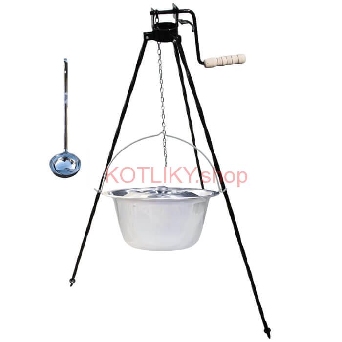 Antikorový kotlík 22 L (0,8 mm) + pokrievka + stojan s kladkou VAR