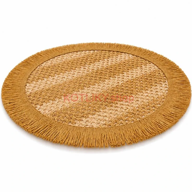 Okrúhla prírodná podložka pod tanier so strapcami 37 cm