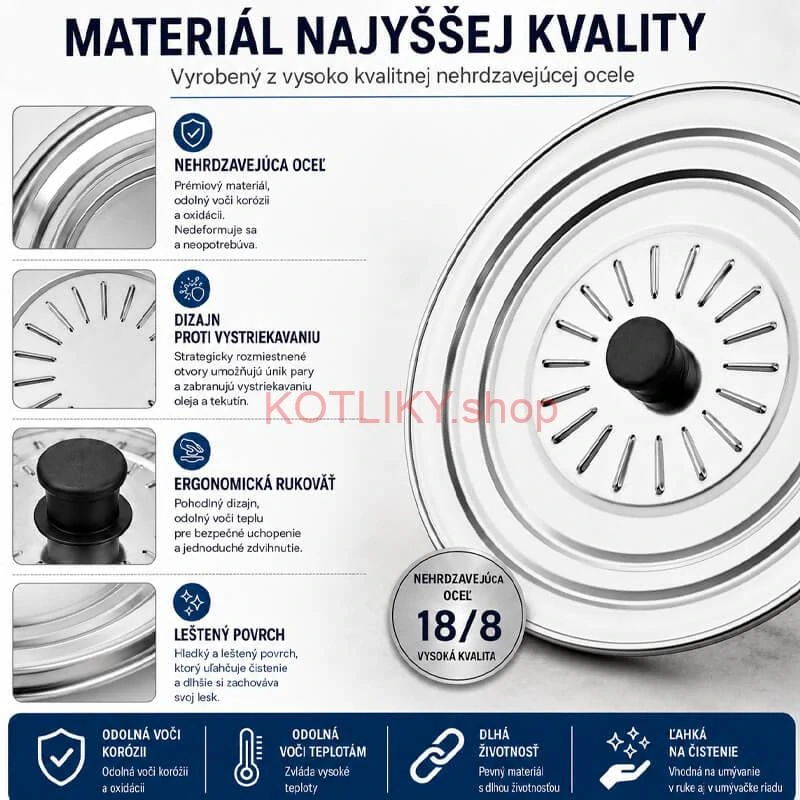 Nerezová pokrievka proti striekaniu 32 cm