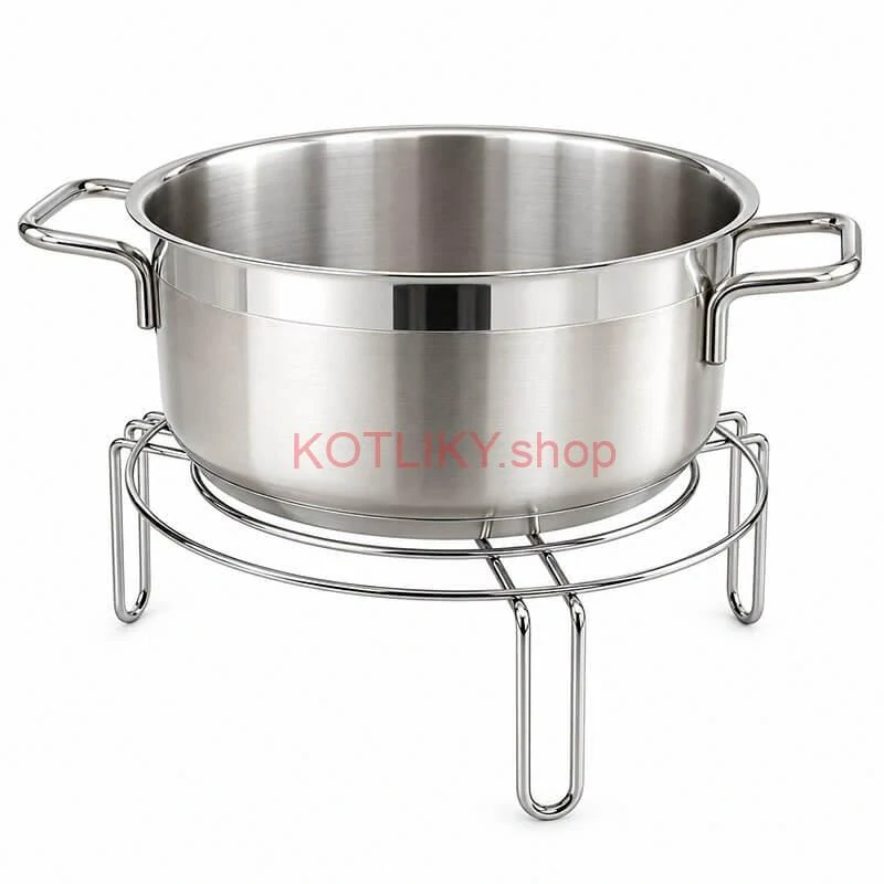 Nerezový stojan pod hrniec 20 cm, vysoký 9 cm, kruhový drôtený tvar