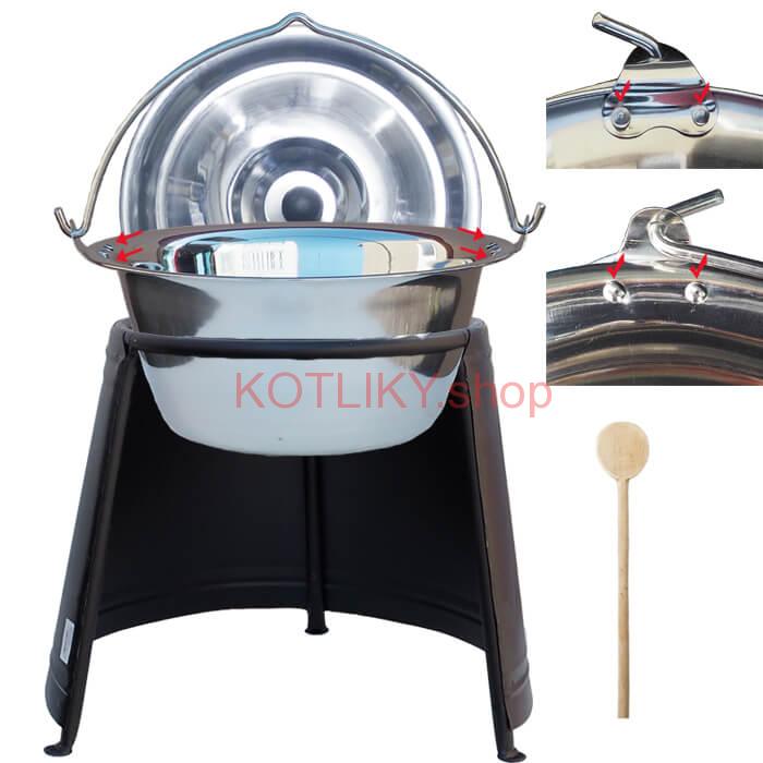 Antikorový kotlík 20 L (0,8 mm) s nitmi + chránič plameňa