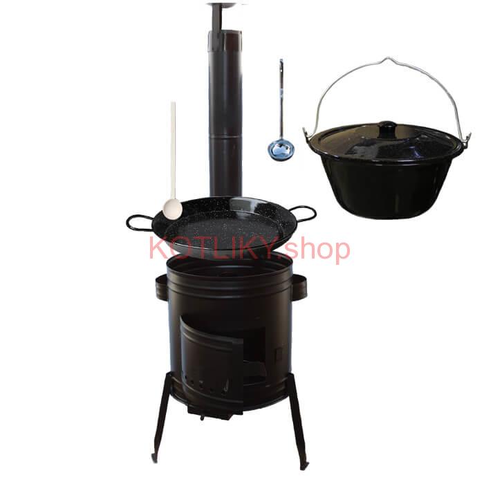Paella smaltovaná panvica 46 cm so smaltovaným kotlíkom 30 L (1,2 mm) a kotlinou
