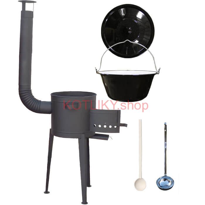 Smaltovaný kotlík 16 L (1,2 mm) + vysoká kotlina + vareška + naberačka zdarma!