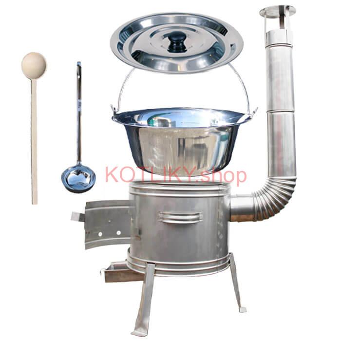 Antikorový kotlík 10 L (0,8 mm) + nerezová kotlina 31 cm + vareška a naberačka TOPLUX