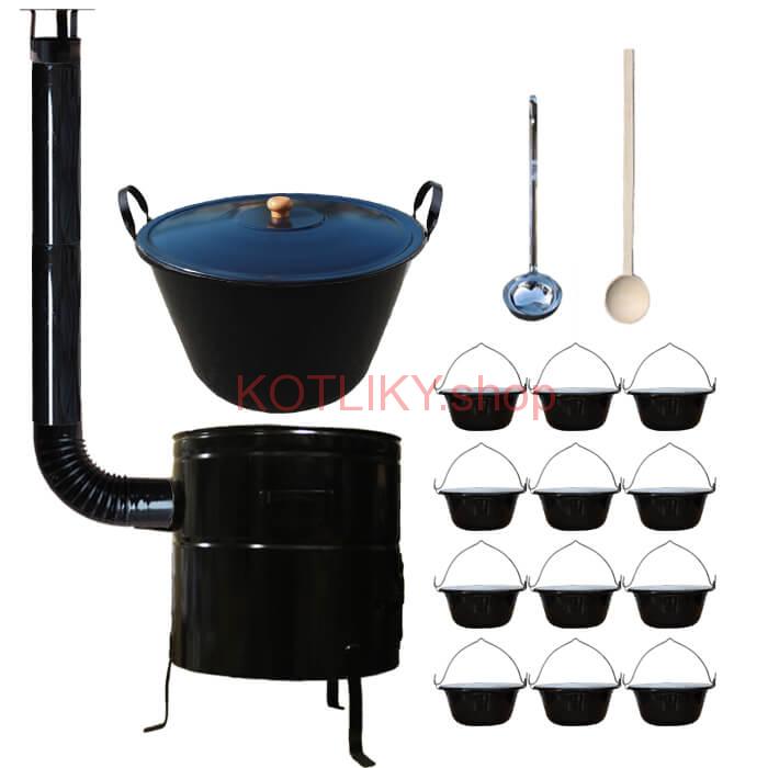 Smaltovaný kotol 50 L + servírovacie kotlíky (12 ks) BIG PARTY