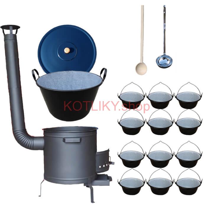 Smaltovaný kotol 70 L + servírovacie kotlíky (12 ks) PLUS 600