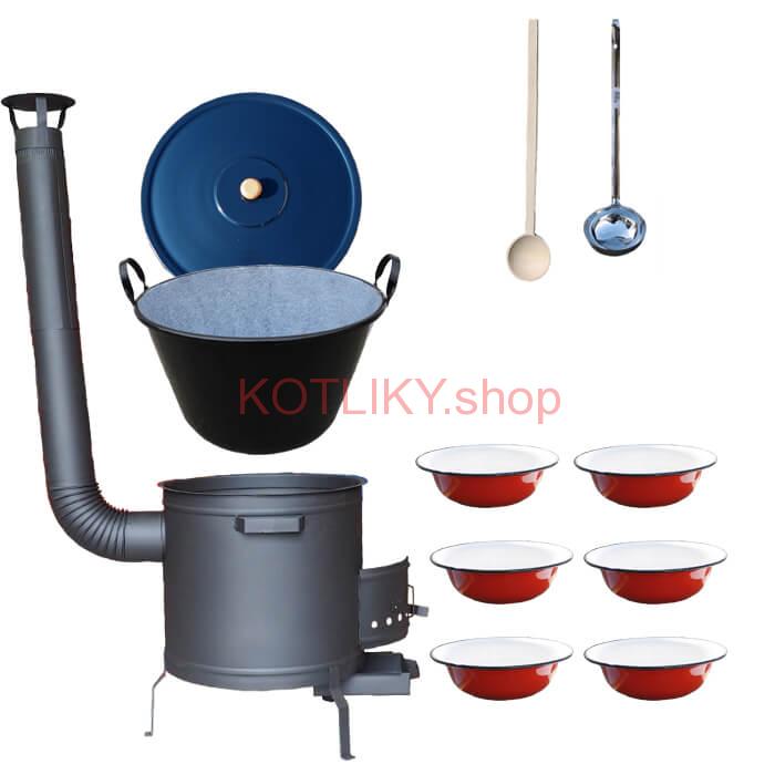 Smaltovaný kotol 60 L + smaltované taniere 6 ks PLUS 600