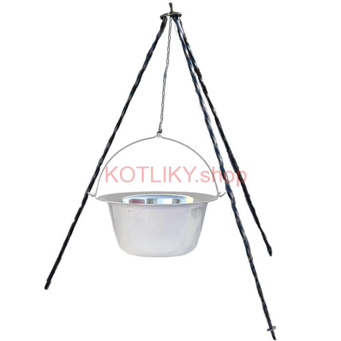 Nerezový kotlík (INOX 0,8 mm) 10 L + trojnožka 1 m