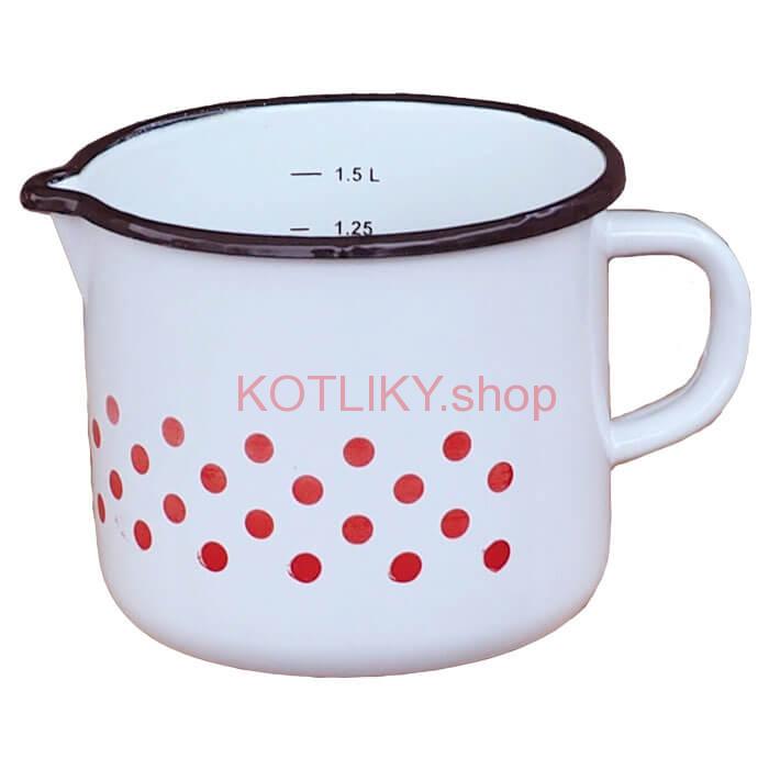 Smaltovaný hrnček s výlevkou 1,5 L - bodkovaný