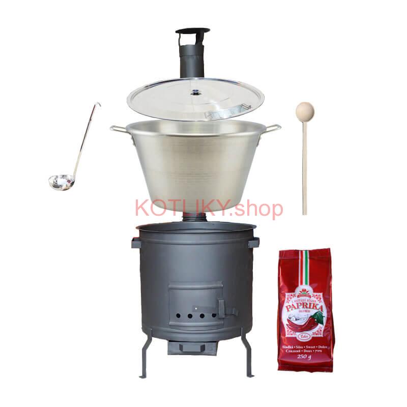 Nerezový kotol 70 L + žiaruvzdorná kotlina 56 cm PLUS 600 + Sladká paprika GURMÁN 250 g BIG PARTY
