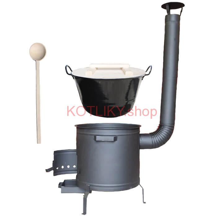 Smaltovaný kotol 100 L na zabíjačku s žiaruvzdornou kotlinou 60 cm PLUS 600 + vareška