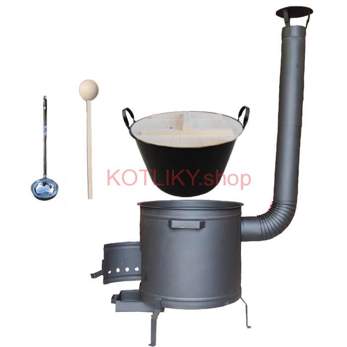 Smaltovaný kotol 100 L + žiaruvzdorná kotlina 60 cm PLUS 600 + vareška a naberačka BIG PARTY