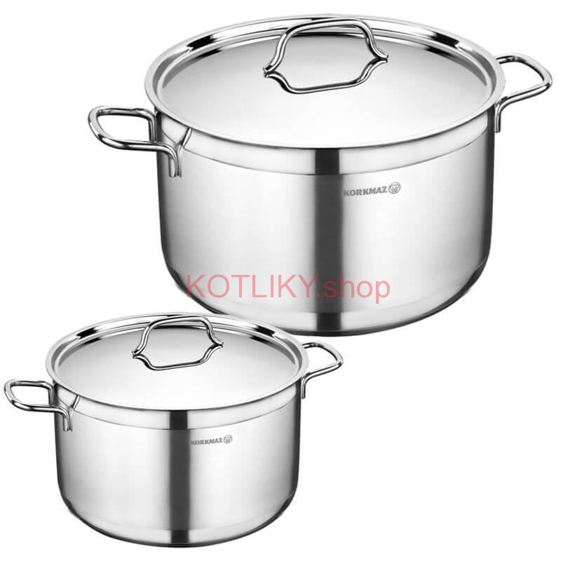 Sada nerezových hrncov s pokrievkou 2 ks 8,5 L, 11 L