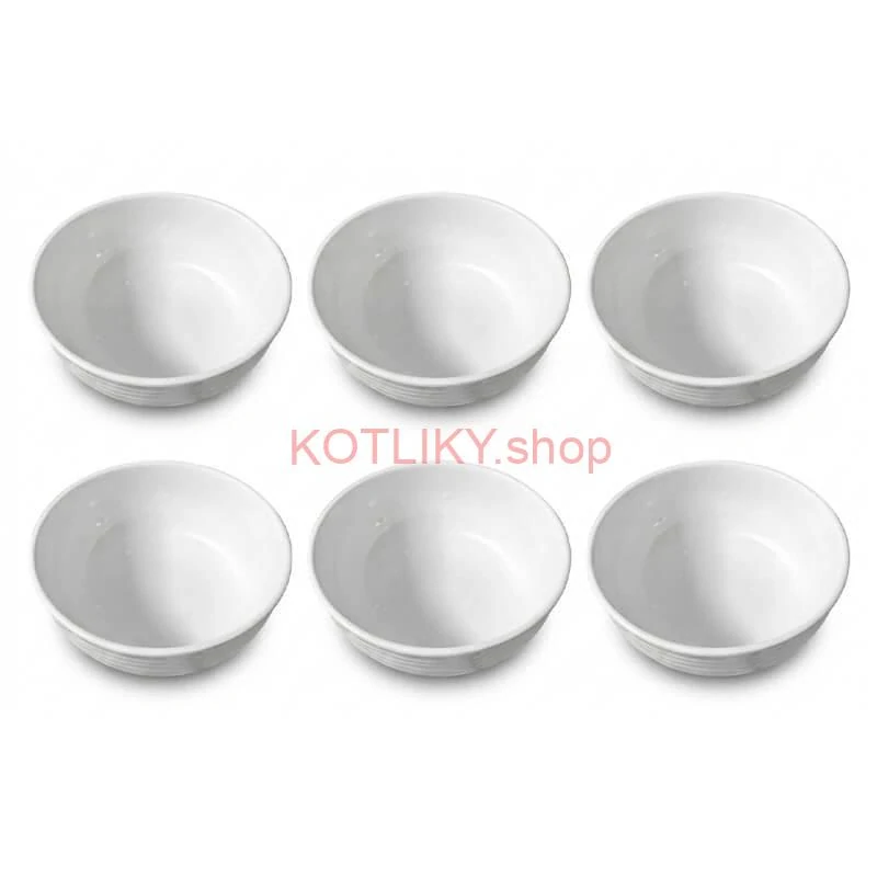 Set 6 ks: Prémiové biele misky s kamennou štruktúrou (750 ml)