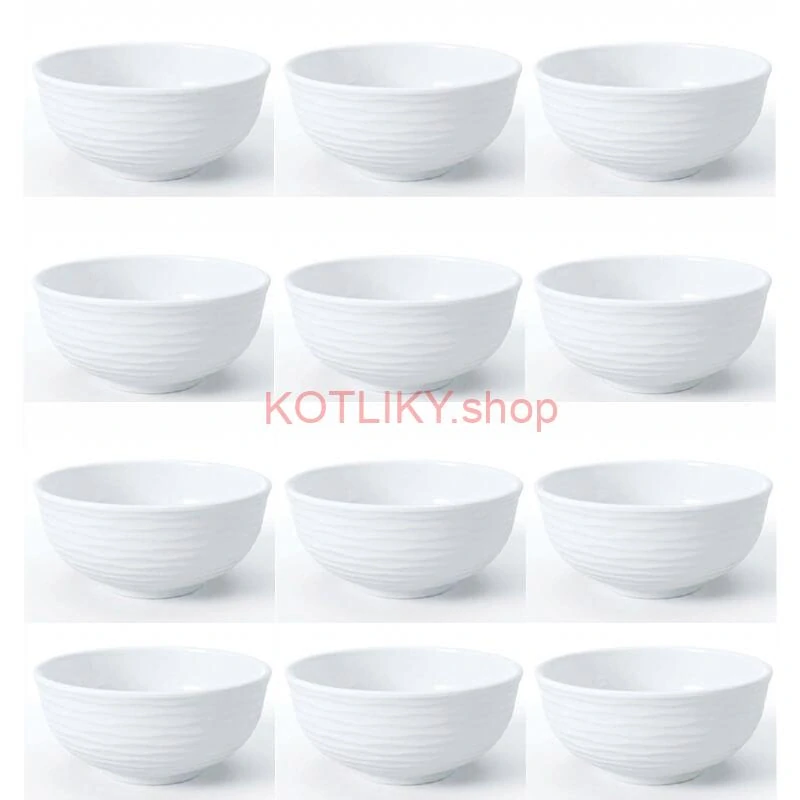Set 12 ks: Prémiové biele misky s kamennou štruktúrou (750 ml)