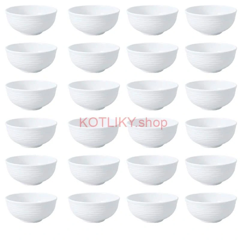 Set 24 ks: Prémiové biele misky s kamennou štruktúrou (750 ml)