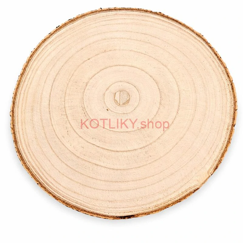Drevený podnos z prírodného plátku dreva s kôrou Ø 20–24 cm