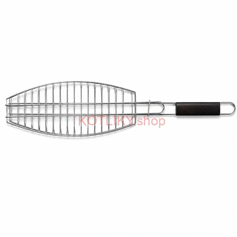 BBQ grilovací rošt na ryby – nerezové grilovacie kliešte 65 × 15 × 4 cm