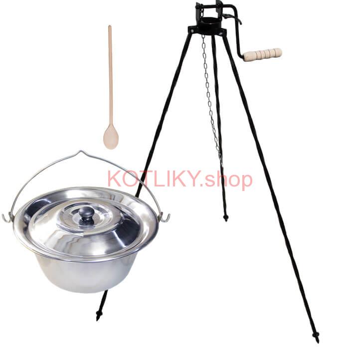 Antikorový kotlík 15 L (1,2 mm) + stojan s kladkou VAR