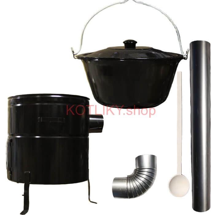 Smaltovaný kotlík 40 L (1,2 mm) + kovová kotlina 53 CLASSIC (KOV) + dymovod Max Party