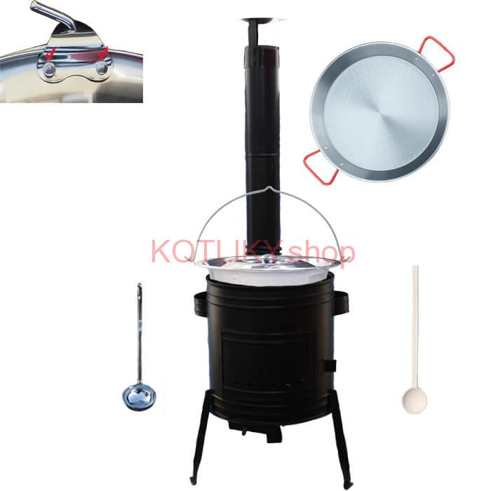 Paella oceľová panvica 46 cm s nerezovým kotlíkom 20 L (0,8 mm) a kotlinou