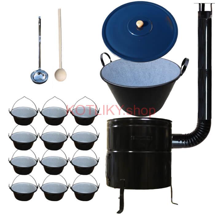 Smaltovaný kotol 70 L + servírovacie kotlíky (12 ks) BIG PARTY
