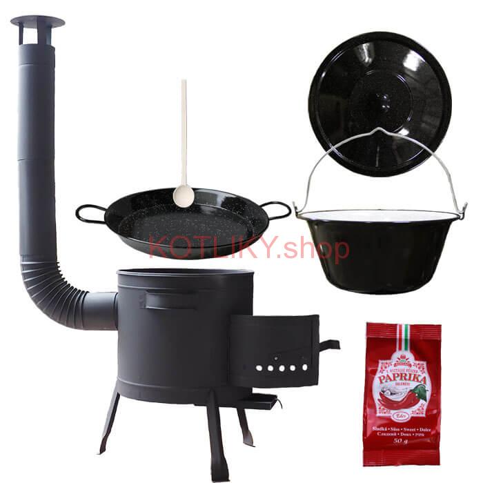 Smaltovaný kotlík 13 L + Paella smaltovaná panvica + nízka žiaruvzdorná kotlina 36 cm PLUS 600