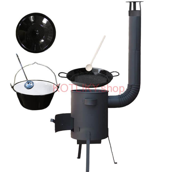 Smaltovaný kotlík 20 L + Paella smaltovaná panvica 46 cm + žiaruvzdorná kotlina 42 PLUS 600 4 MM