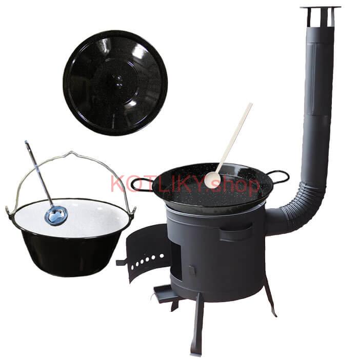 Smaltovaný kotlík 20 L + Paella smaltovaná panvica 46 cm + žiaruvzdorná nízka kotlina 42 PLUS 600